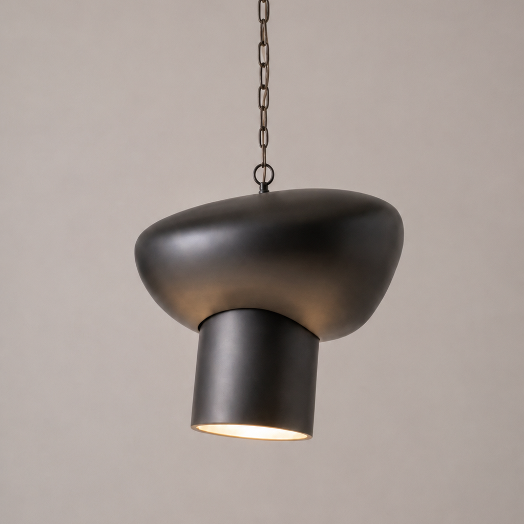 Modern black pendant light with a chain -Hanging decorative light 
