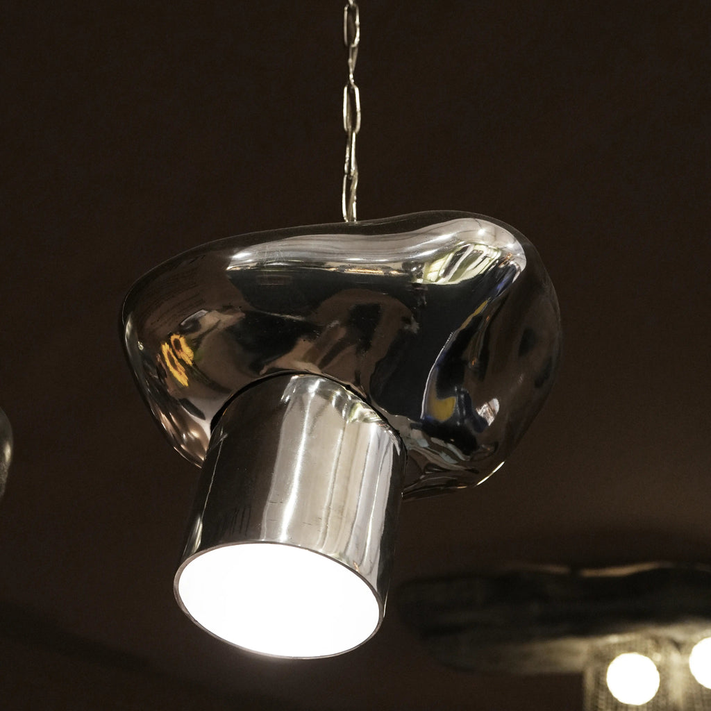 Hanging Pendant light - Decorative Metal Light in chrome finish and customisable